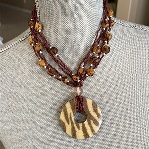 Brown Necklace with Double-Strand Design